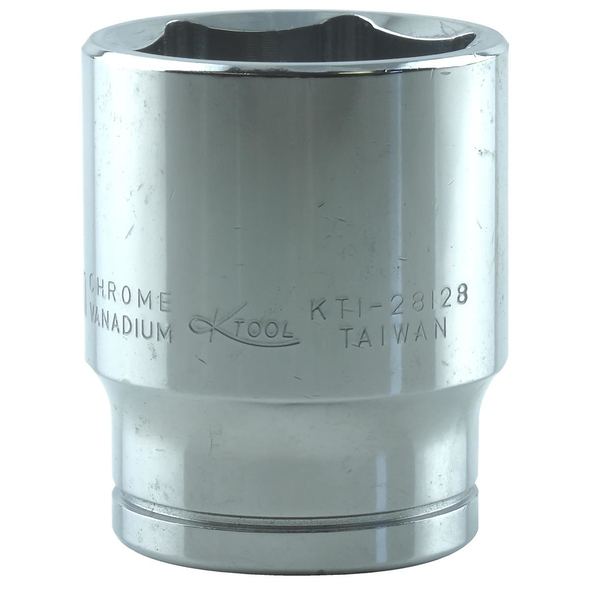 K Tool International 28mm 1/2in. Drive 6-Point Socket — Chrome Vanadium Steel, High Polish Finish, Model# KTI28128